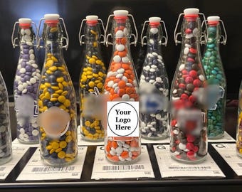 Collegiate Glass Swing-Top Bottle 16oz with M&M’s and Logo (ANY SCHOOL)