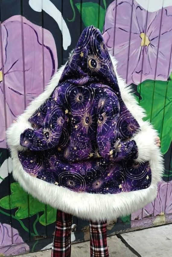 Purple fur outlet trim coat