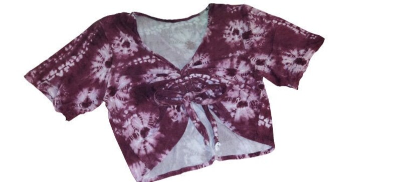 Cute Set 2 Piece Play Suit Juniors or Women/'s Summer Outfit Red Raspberry Tie Dye Crop Top AND Skirt with Ruching