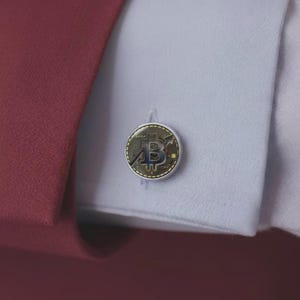 Bitcoin Cufflinks • Cufflink Inspired by Crypto • Business Cufflinks • Luxury Jewel • Handmade Investor Accessory