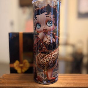 Betty Boop Tumbler, 20 Oz Cup with Lid, Straw, and Cleaner