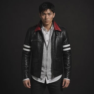 Alex Mercer Lederjacke, bestickter Videospiel-Cosplay-Mantel, handgefertigte Gamer-Bikerjacke