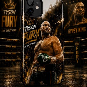 Telefoonhoesje met Tyson Fury-logo | Gypsy King Bokskampioen | iPhone, Samsung, alle modellen | Bokscadeau | Hoesje voor zwaargewichtfans