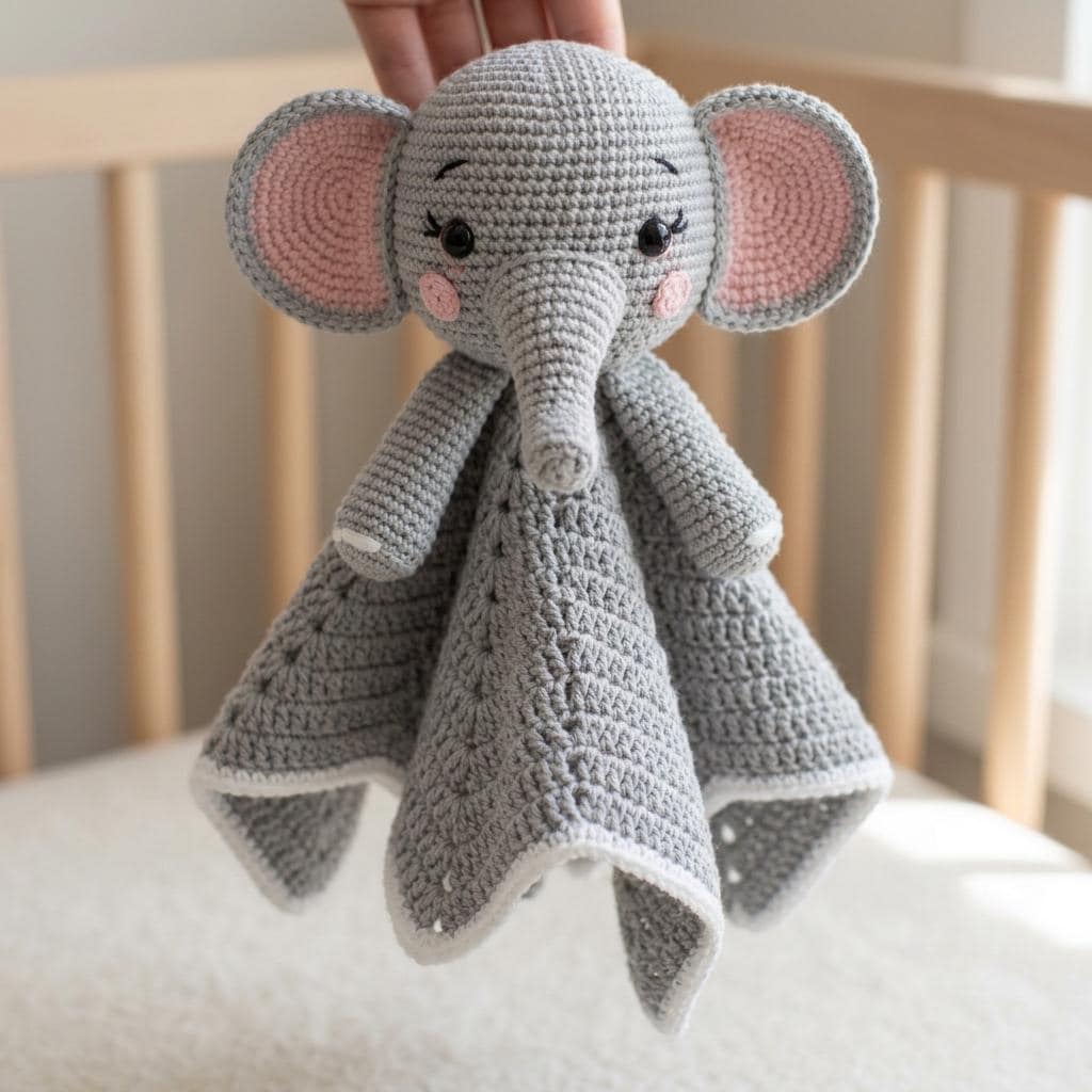 40 Elephant Crochet Patterns for Amigurumi, Plushies, Loveys, and Nursery Decor 31 Elephant Comfort Lovey