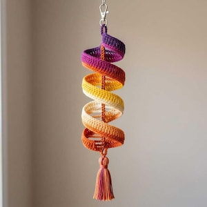 Crochet Spiral Windcatcher Pattern PDF,Sunset Hanging Decor, Digital Download