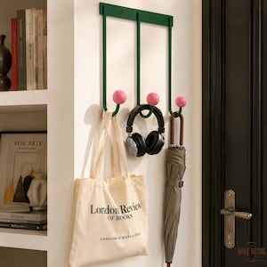 Wall Hook Rack, Modern Metal Coat Rack with Colorful Ball Hooks, 3 Hook Wall Mounted Organizer for Entryway, Kids Room, Bags & Hats Storage