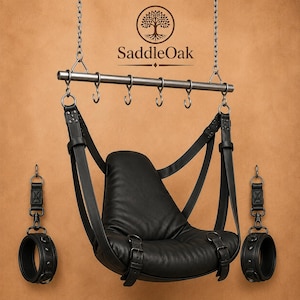 Handmade Orange Leather Hanging Swing Chair – Luxury SaddleOak Artisan Furniture