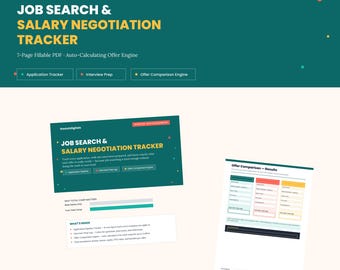 Job Search & Salary Negotiation Tracker, Offer Comparison Calculator (PDF)
