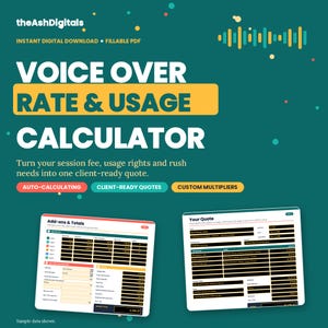 Voice Over Rate Calculator, Auto-Calculating PDF Quote Builder (Instant Download)