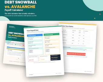 Debt Snowball vs Avalanche Calculator | Auto-Calculating PDF Planner (Digital Download)