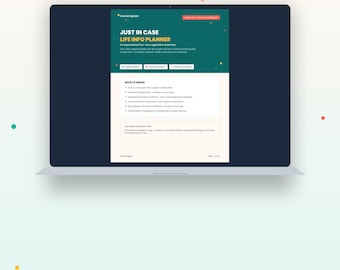 Just In Case Life Info Planner, Auto-Calculating Estate Snapshot PDF (Digital Download)