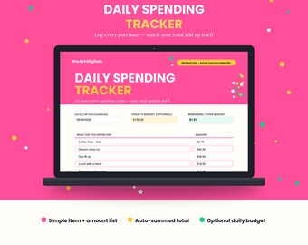 Daily Spending Tracker PDF, Auto-Calculating Fillable Expense Log, Digital Budget Tracker, Instant Download