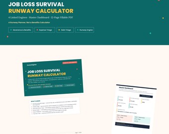 Job Loss Survival Runway Calculator, Layoff Budget Planner (PDF)