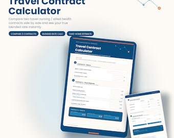 Travel Nurse Contract Calculator | Blended Rate Worksheet (Digital Download)