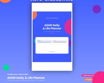 ADHD Daily Life Planner, Auto-Calculating Time Blindness Tracker, Dopamine Points (Digital Download)