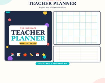 Ultimate Teacher Planner 2026-2027, Editable Lesson Plan Organizer (PDF PPTX)