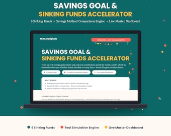 Auto-Calculating Savings Goal Tracker PDF, Sinking Funds Planner (Digital Download)