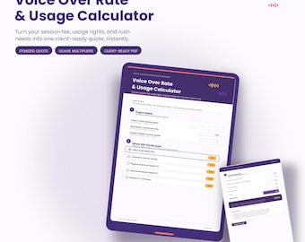Voice Over Rate Calculator PDF | Usage Fee Quote Builder (Digital Download)