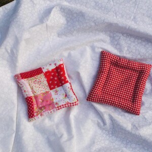 Padded drink coaster, Patchwork & gingham set of two coasters, Cottagecore Home Decor