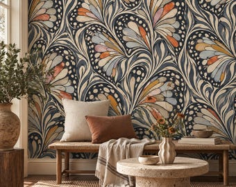 Butterfly Wallpaper with Abstract Zebra Pattern