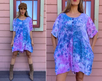 vintage 1990s Tie Dye Romper - L / XL