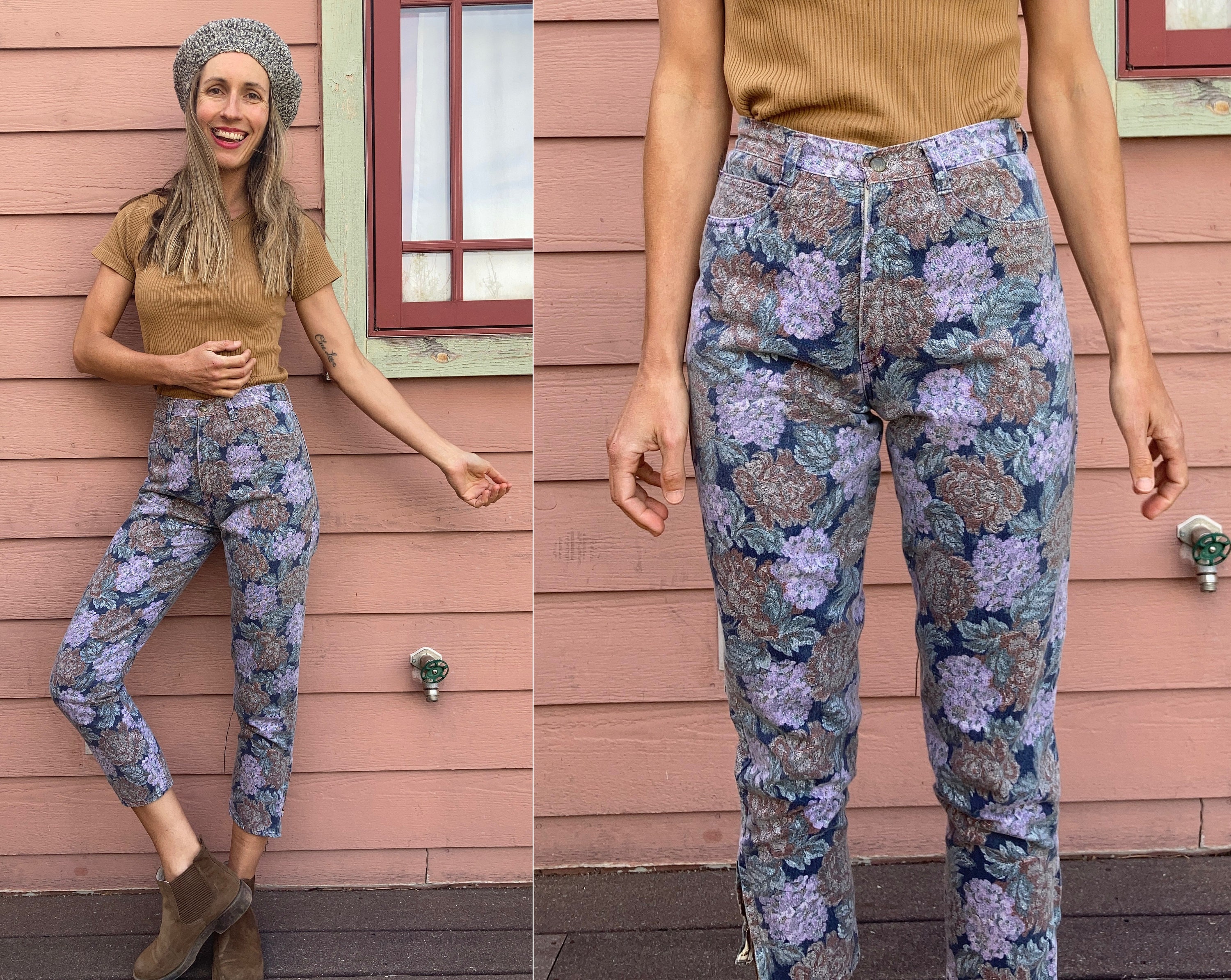80s Floral Pants - Etsy Singapore