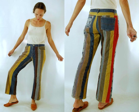 vintage 1990s Denim & Corduroy Patchwork Pants