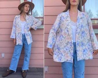 vintage 1980s Floral Blazer - L