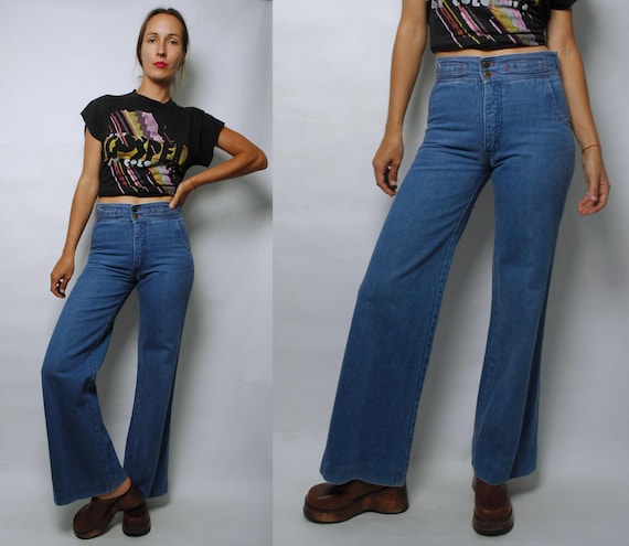 vintage 1970s High Waist Wide Leg Jeans