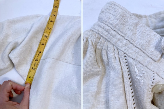 antique 1900s Handwoven Linen French Bakers Tunic… - image 7