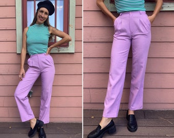 vintage 1980s Lilac Lavender Purple High Waist Trousers - XS /S