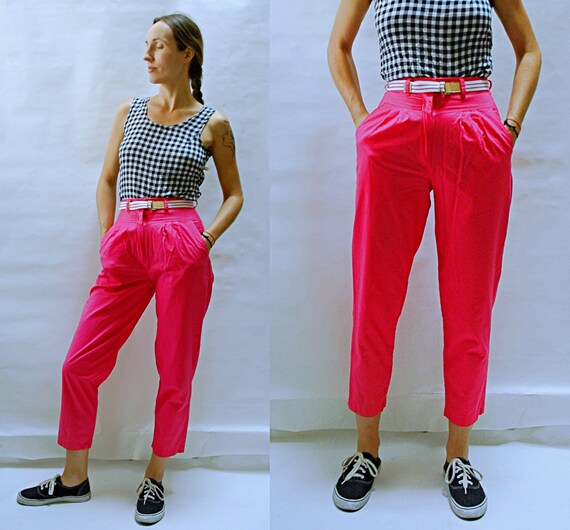 vintage 1980s High Waist Pink Cigarette Style Pant