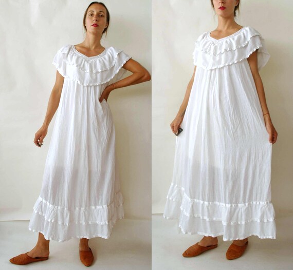 vintage Cotton Gauze White Tent Dress