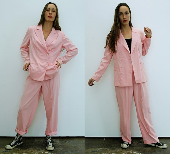vintage 1990s Pastel Pink Double Breasted Pant Sui
