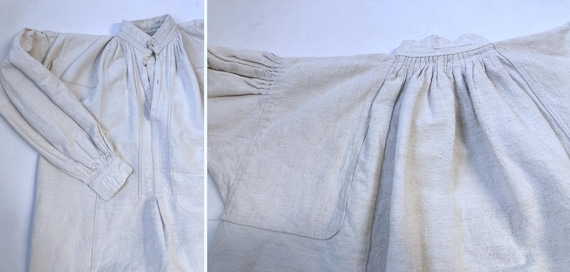 antique 1900s Handwoven Linen French Bakers Tunic… - image 8