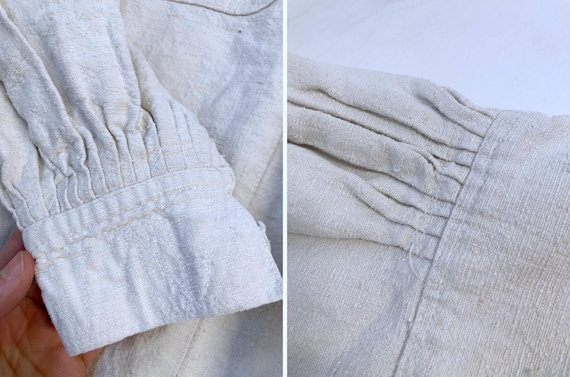 antique 1900s Handwoven Linen French Bakers Tunic… - image 6