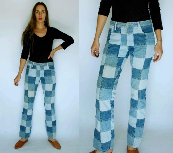 vintage 1990s Denim Patchwork Jeans