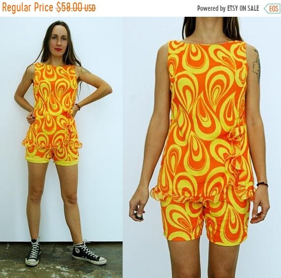 SHOP IS AWAY vintage 1960s Psychedelic Swirl Print