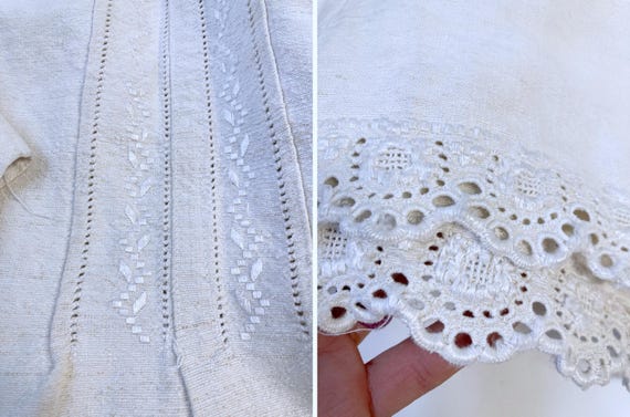 antique 1900s Handwoven Linen French Bakers Tunic… - image 5