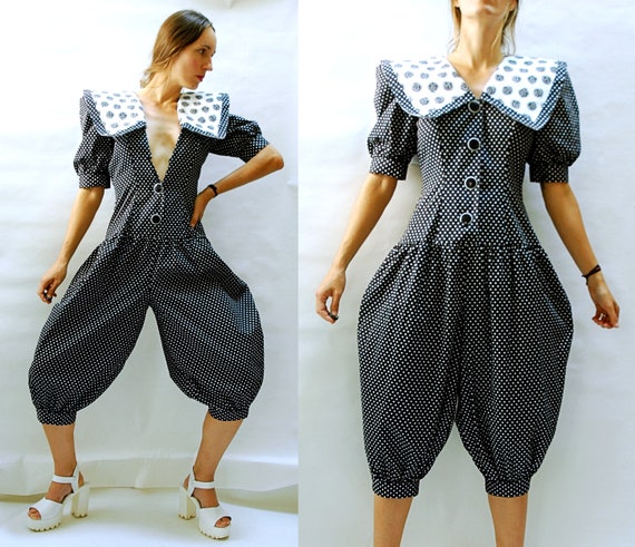 vintage 1980s Balloon Leg Puff Sleeve Polka Dot Ju