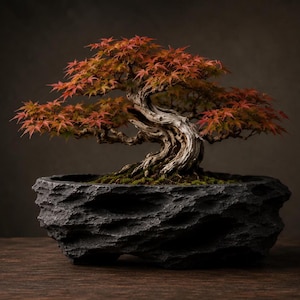 Keramische bonsaipot, decoratieve plantenbak voor bonsaibomen en tuinieren.