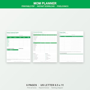 Mama-Planer zum Ausdrucken | Familien-Organisationszentrale und Haushaltsordner mit Aufgaben, Budget und Speiseplan | Sofort-Download
