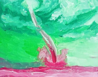 Original waterspout tornado painting 5x5"