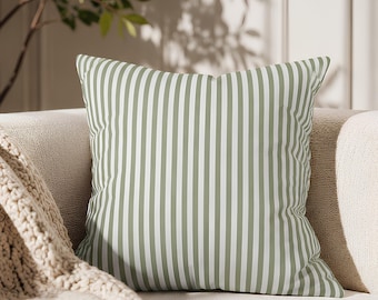Sage Green Striped Neutral Pillow Cover Cozy Minimalistic Pillow Case
