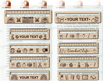 Ruler with reading aid SVG Line readers reading aid with ruler for dyslexia and ADHD laser cut personalized kids ruler wooden reading guide