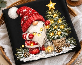 Christmas Gnome PNG, Cozy Winter Gnome Clipart, Christmas Tree Design, Holiday Sublimation Graphic, Rustic Christmas Craft, Digital Download