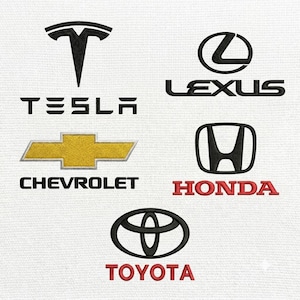 Luxury Car Logo Embroidery Design Bundle | Tesla Toyota Honda Lexus Chevrolet Files