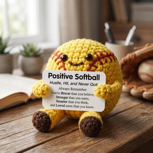 Positive Softball Crochet Doll Motivational Gift For Teen Girl Softball Team Player Cute Present