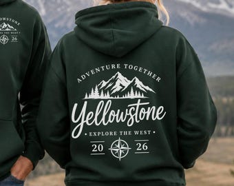 Moletom com capuz para viagem a Yellowstone 2026, ideal para férias em família, presente perfeito para quem quer se aventurar no Wyoming em tamanho grande.
