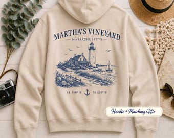 Marthas Vineyard Travel Gifts, Hoodies Sweatshirt, Massachusetts Island Gift, Coastal Keepsake